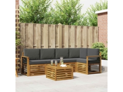 Vidaxl Conjunto De Sofás Para Exterior 6 Unid. Natural E Antracite