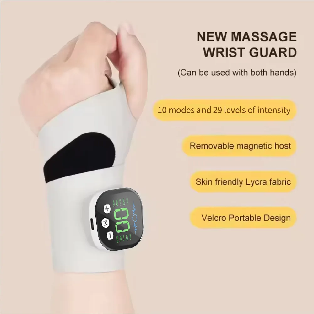(branco) Suporte De Pulso Elétrico Ems Com 8 Modos De Vibração, Bainha Para Tendão, Apoio Para Pulso E Faixa De Massagem.