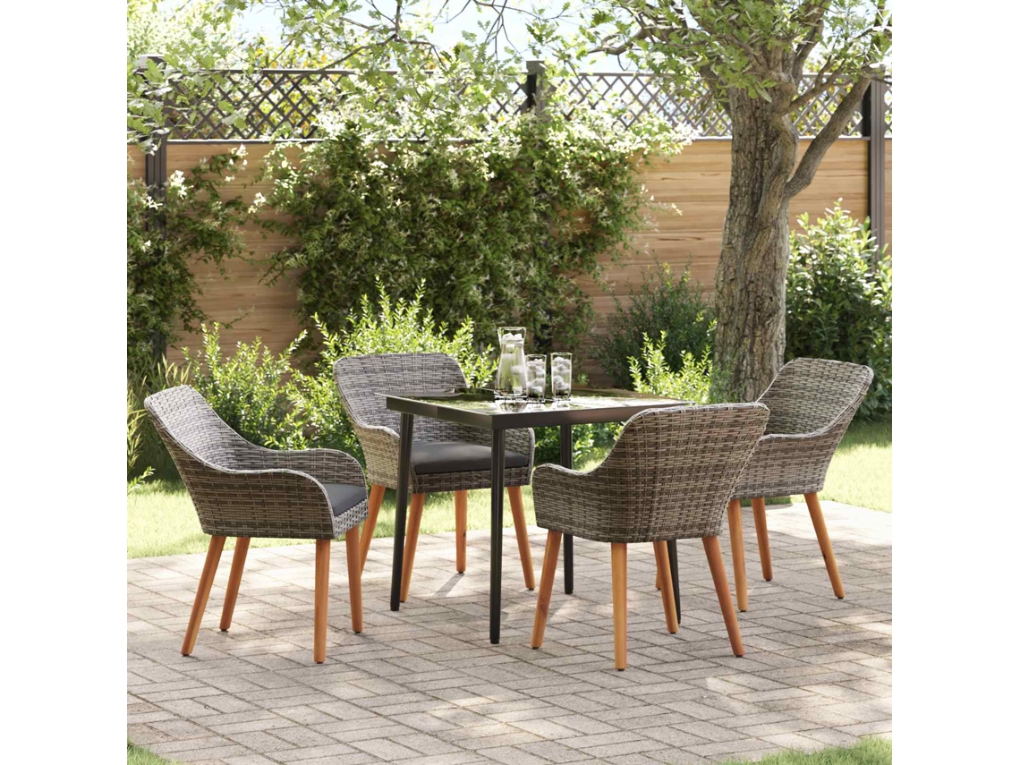 Vidaxl Conjunto De Jantar Para Jardim 5 Pcs Cinzeto Vime Pe