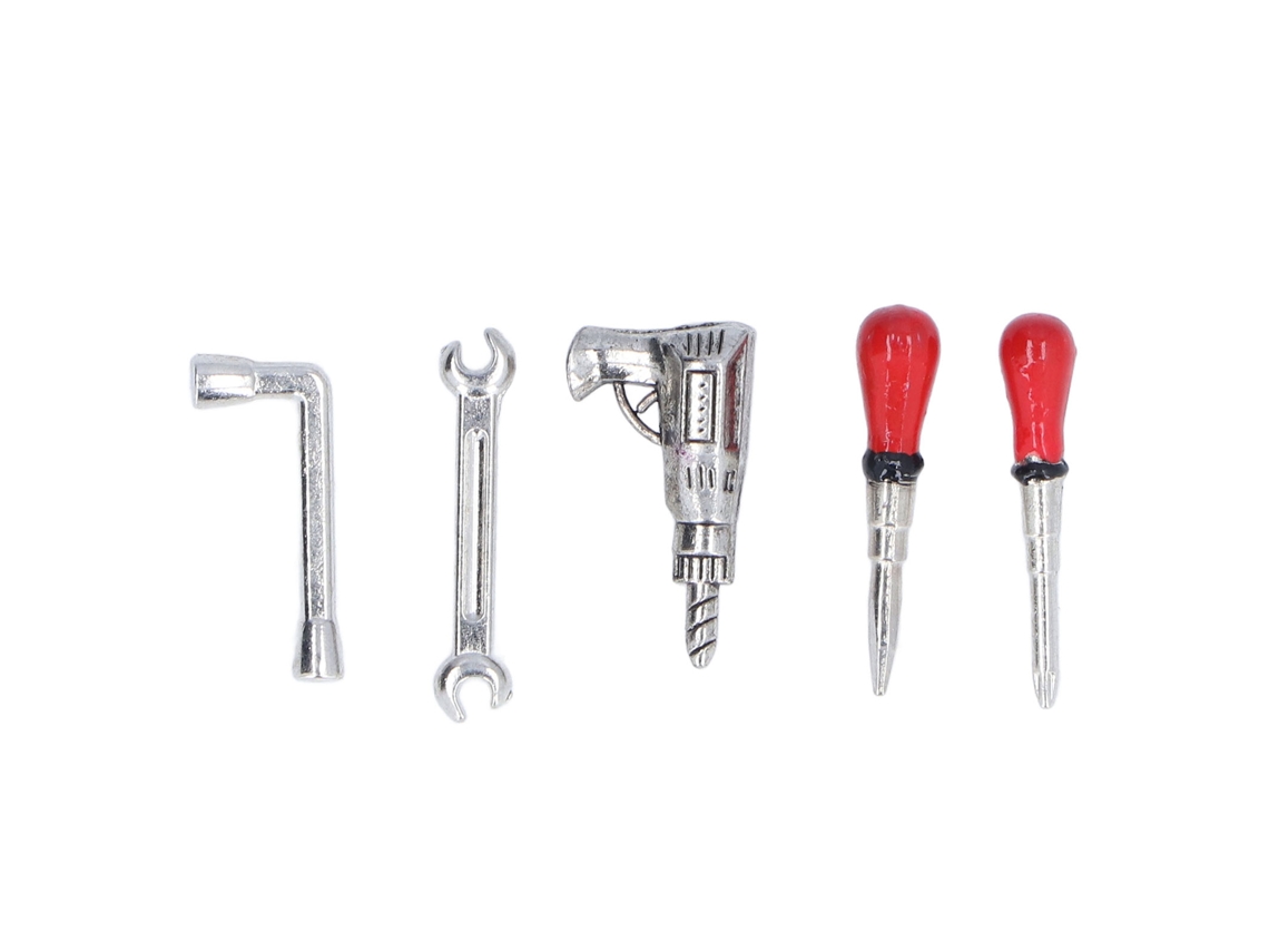 Mali 5pcs Conjunto de Ferramentas em Miniatura Liga Metálica para Casinha de Bonecas Escala 1:12