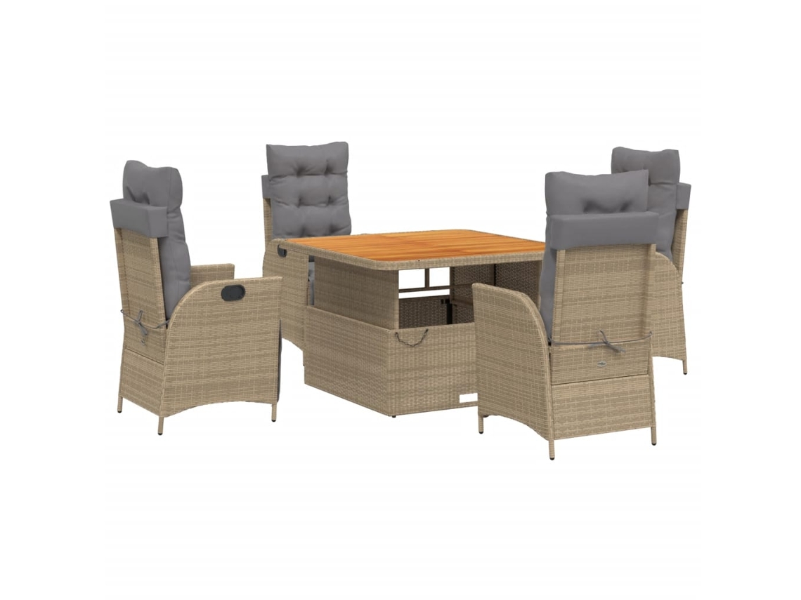 Garden Dining Set, Garden Dining Sets Vidaxl Bege Rattan / Vime (mesa Com 110 Cm De Comprimento)