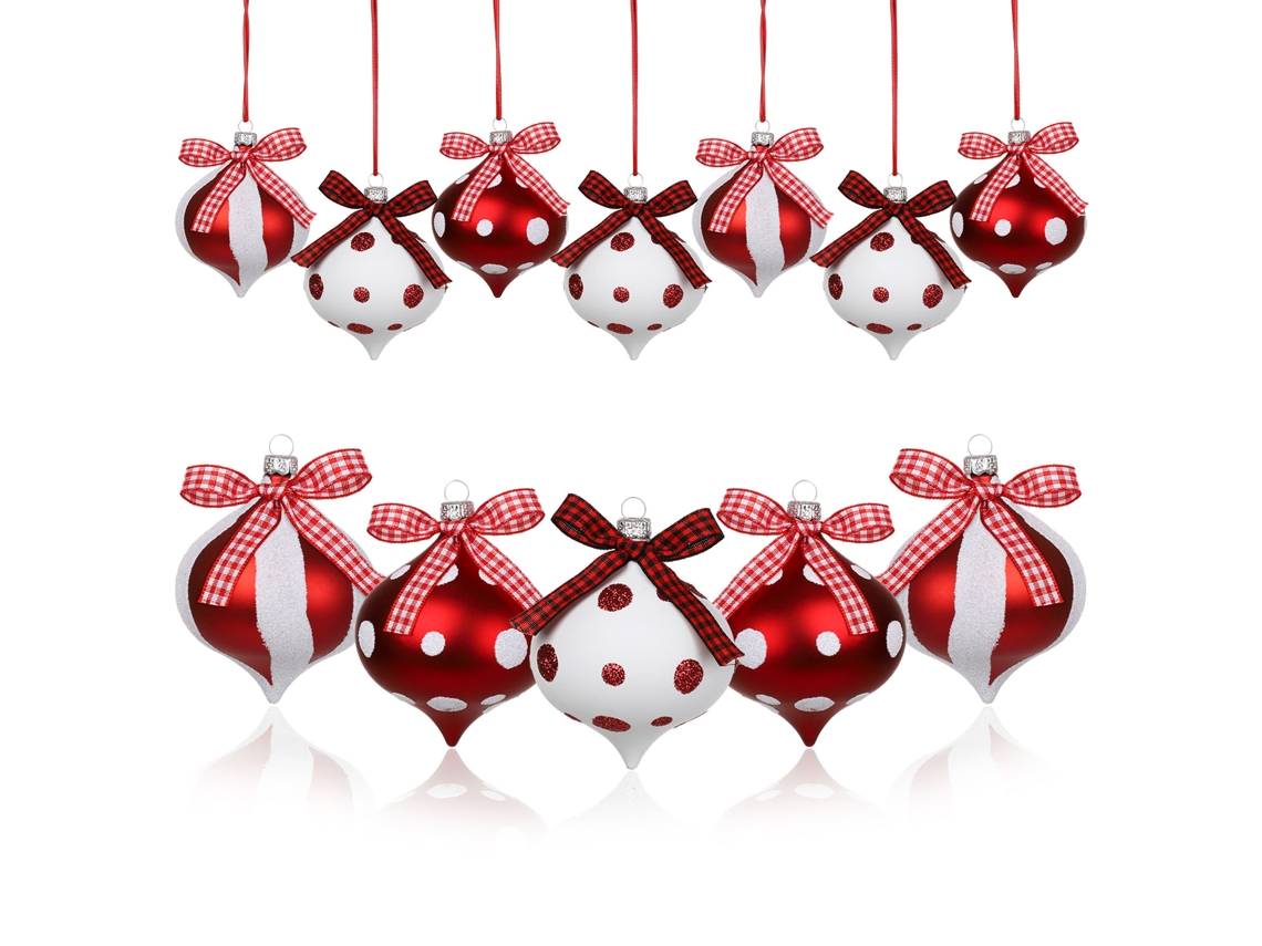 Adornos Natal Pintados Gotas Mistos 60 Conjuntos 12pcs
