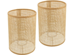 Conjunto De 2 Abajures De Chão Em Rattan E Bambu Trançados, Tamanho 12, Para Quartos De Hóspedes E Hotéis.