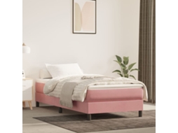 Vidaxl Cama Com Molas/colchão 90x200 Cm Veludo Rosa