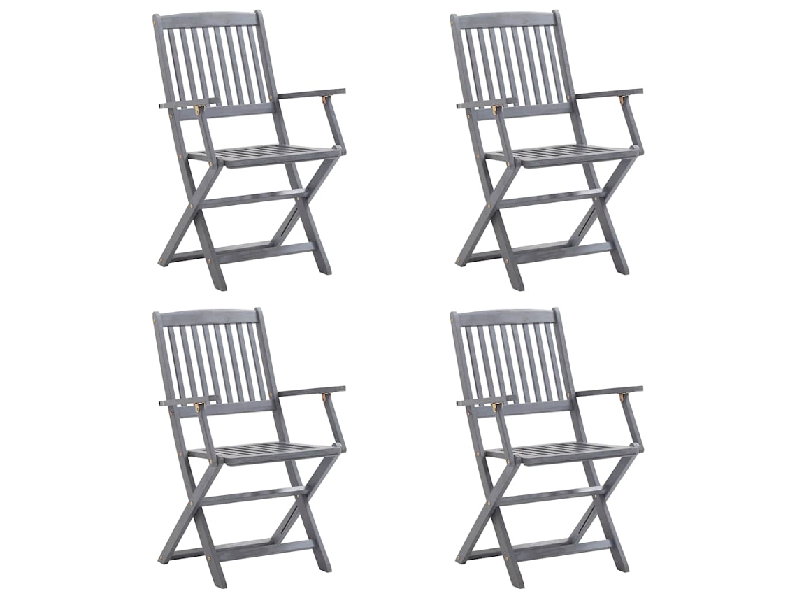 Maison Exclusive - Cadeiras Exterior Dobráveis C/ Almofadões 4 Pcs Acácia Maciça