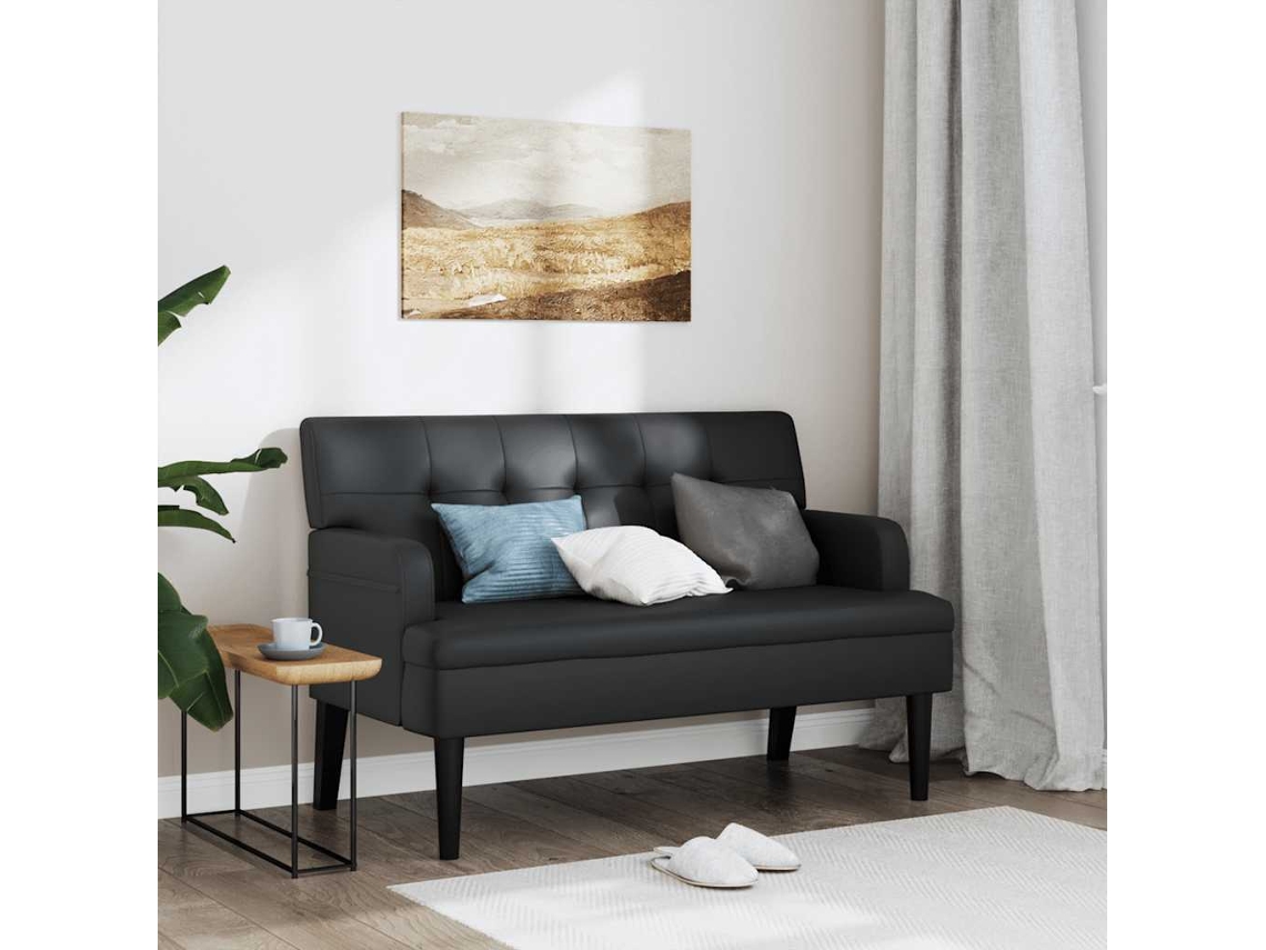 Vidaxl Banco Com Encosto Preto 112x65,5x75 Cm Couro Sintético
