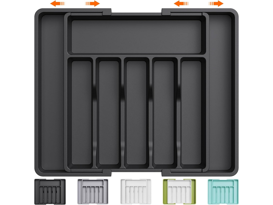 Lurelia Bandeja Para Talheres, Ajustável, Em Plástico Pp, 8 Compartimentos, Para Gaveta De Cozinha, 57 X 38 X 5 Cm, Sem Bpa, Uso Diário