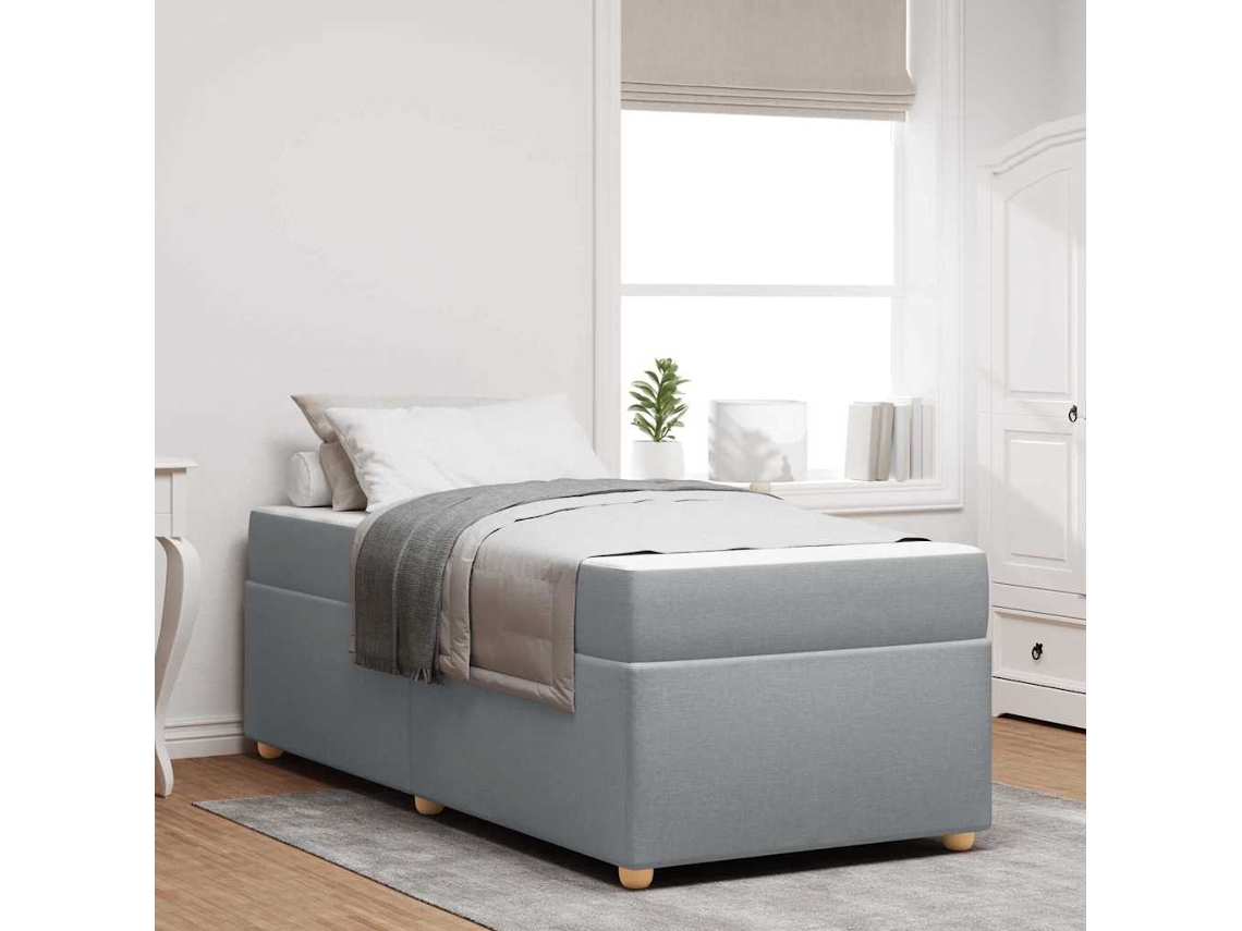 Vidaxl Estrutura Da Cama Com Colchão Cinzento-claro 90 X 190 Cm Tecido