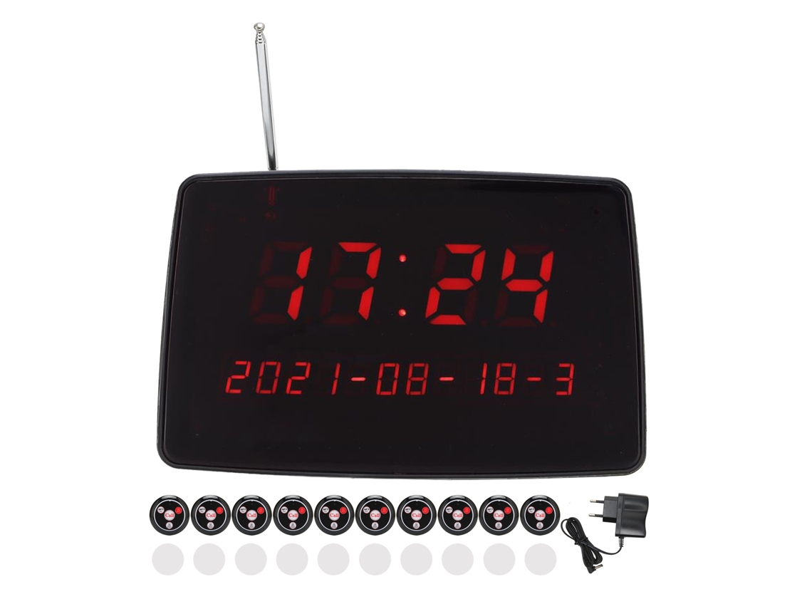 Sistema De Pager Para Restaurante 10 Pagers Sem Fio De Bandeja 110-240v Plugue Eu Para Restaurantes
