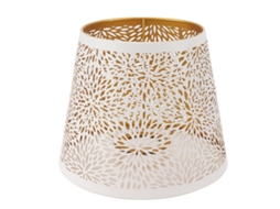 Abajur E27 E26 Branco com Estampa Floral Entalhada em Ferro CHABERLU