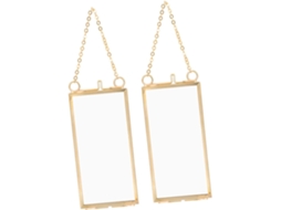 Moldura Parede Dupla Vidro 5x10 Latão Acobreado 2 Peças Ideal Flores Secas Espécimes Obras Decoração Artística GOKOCO
