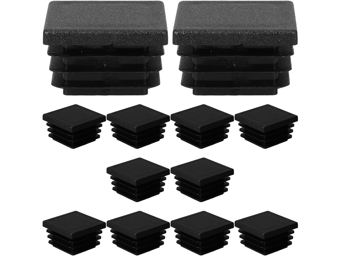 Conjunto De 12 Tampas Quadradas Pretas Plástico Para Tubos, Vedação Confiável Para Pés De Móveis E Postes Cerca