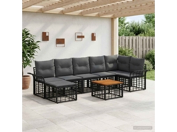 Vidaxl Conjunto De Sofás Para Exterior 8 Pcs Preto E Cinza Escuro