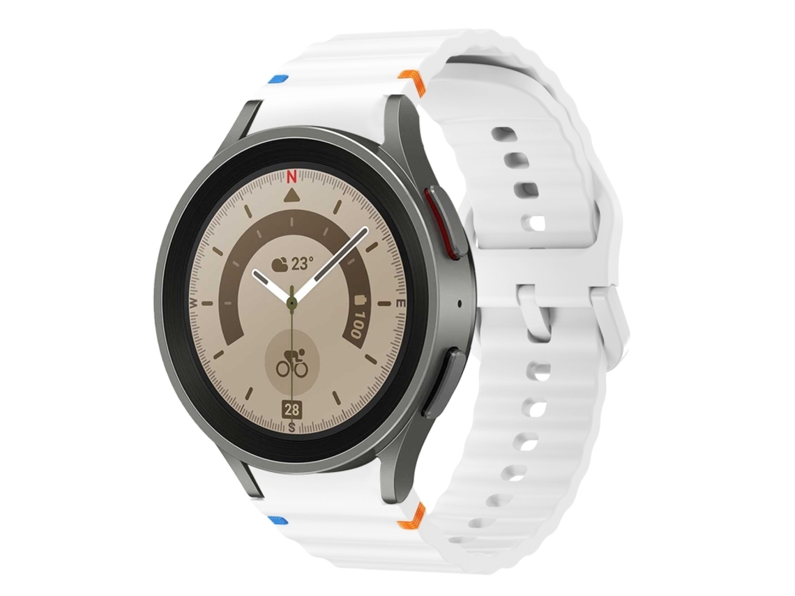 Bracelete Costurado com Padrão de Onda para Samsung Galaxy Watch 5 Pro Branco XIAOMOYU