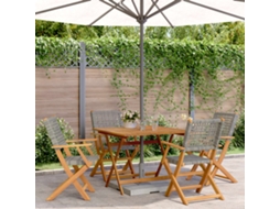 Vidaxl 5 Pcs Conjunto De Jantar P/ Jardim Vime Pe/madeira Maciça Preto