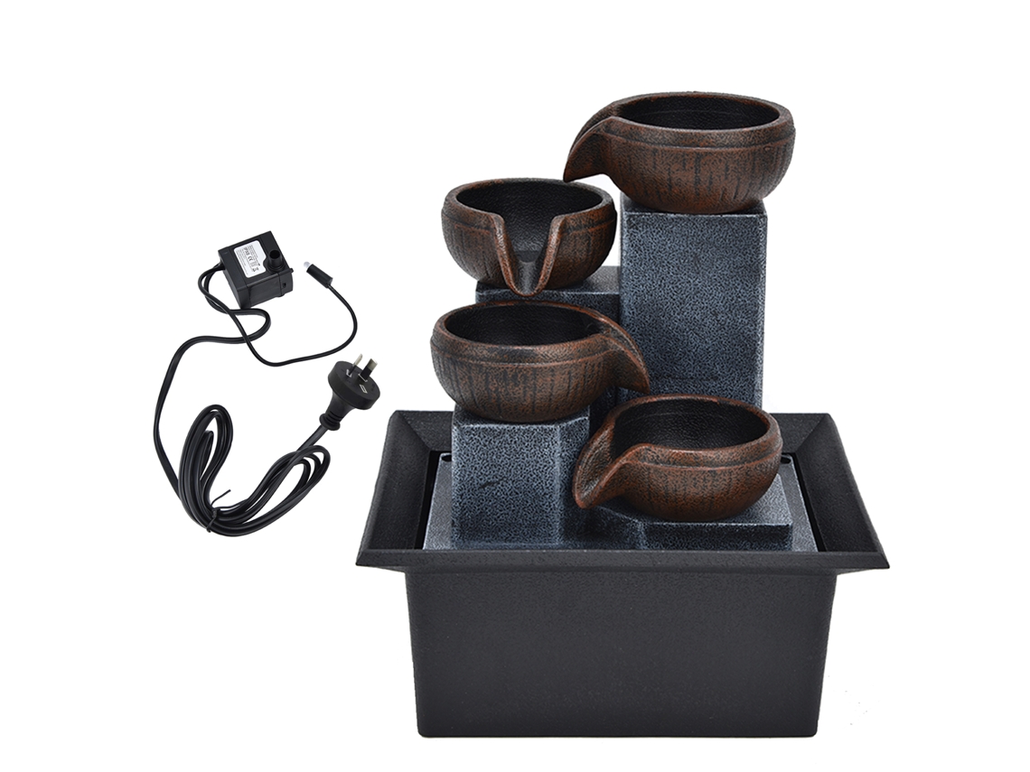 Fontana de Mesa com Luz Led Amarela Feng Shui Decoração Desktop Ornament Au Plug Ac220‑240v