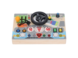 Volante de madeira WalshLXq, brinquedo eletrônico educativo com tabuleiro de atividades para crianças em idade pré-escolar.