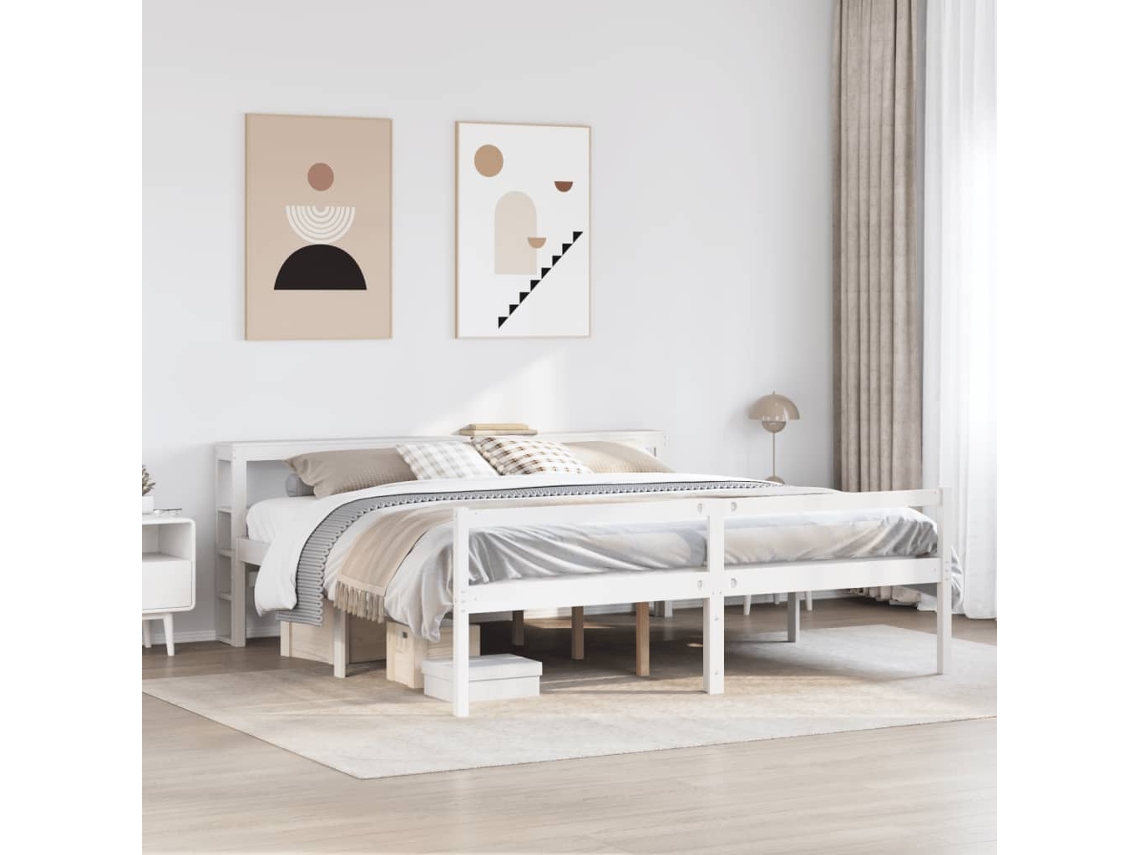 Vidaxl Cama Para Idosos Com Cabeceira 200x200 Cm Pinho Maciço Branco