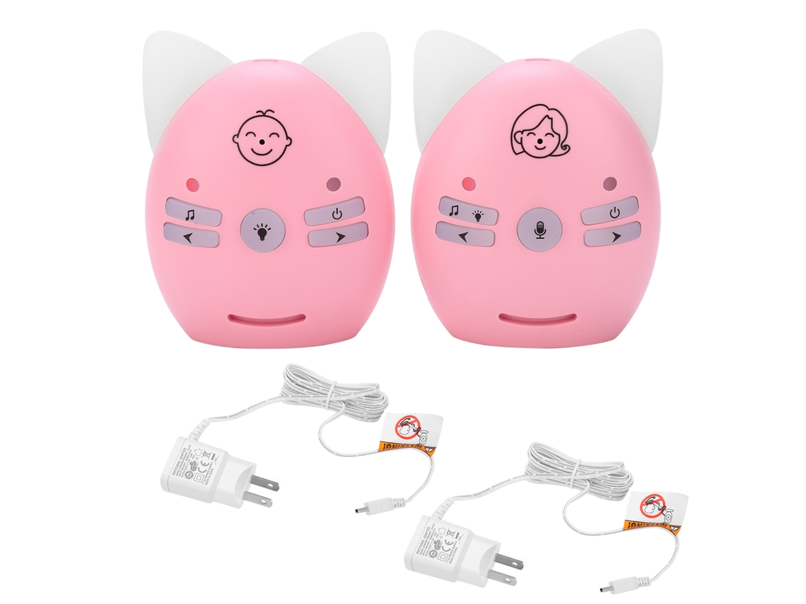 Monitor De Áudio Para Bebê Sem Fio Com Conversa Bidirecional Música E Luz Noturna Rosa