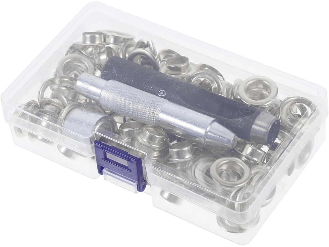 Kit Com 100 Ilhós Para Fivelas, Ferramenta Furar E Ideal Confecção De
