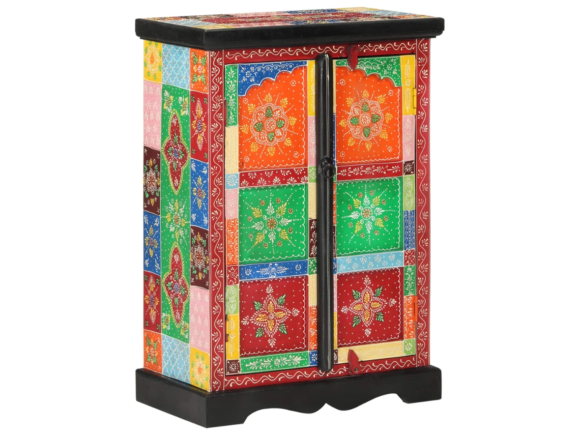 Vidaxl Aparador Pintado À Mão Com Portas 53x30x75 Cm Mangueira Maciça