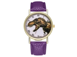 Reloj De Cuarzo Elegante Con Patrón De Dinosaurio Unisex Casual (morado)