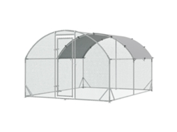 Galinheiro Para Exterior Para 6-12 De Aço Galvanizado Com Teto De Tecido Oxford 2,8x3,8x1,97m Prata