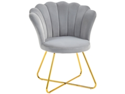 Poltrona Concha Veludo Cinza 69x64x80cm para Sala de Estar e Maquiagem BTFORUS