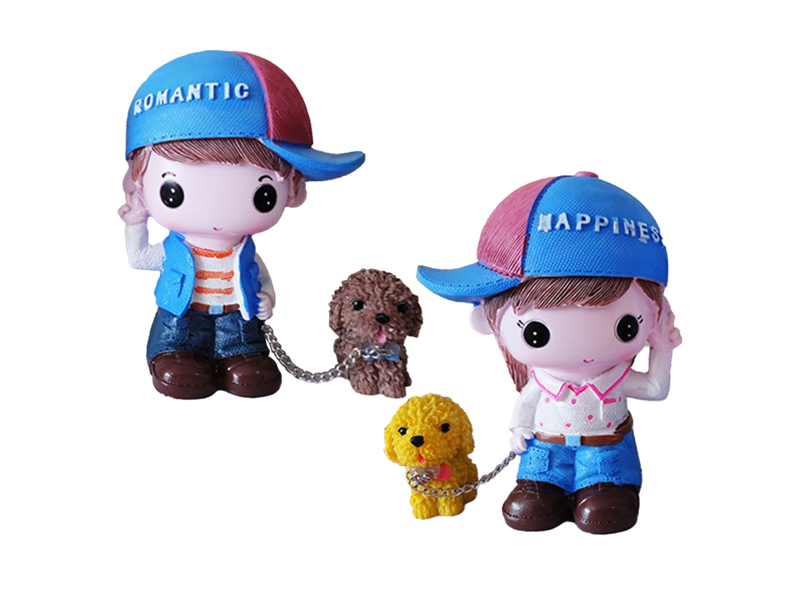 Laxiscreed Boneca De Casal Com Cão Em Resina Para Decoração De Dias Especiais