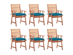 Vidaxl Cadeiras De Jantar P/ Jardim 6 Pcs C/ Almofadões Acácia Maciça