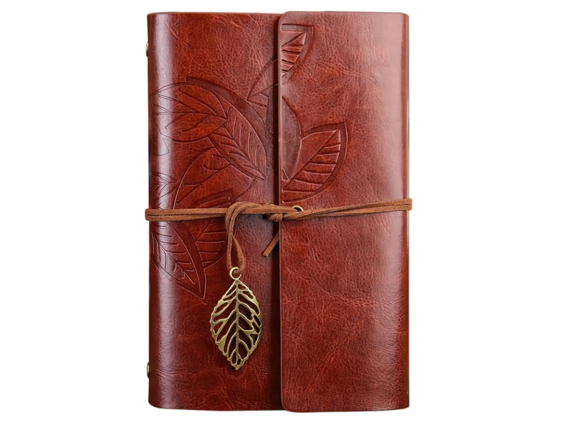 Diário E Caderno 18 Cm, Couro Retrô, Marrom