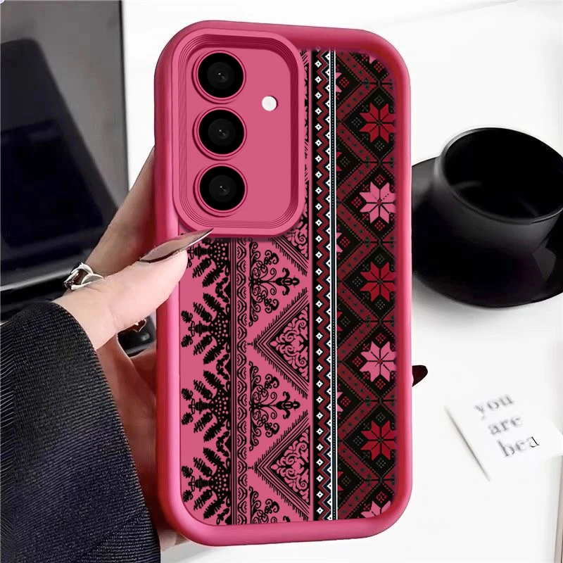 Capa Protetora Macia Com Estampa Retrô Rosa-claro Para Galaxy A57