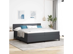 Vidaxl Cama Box com Cabeceira Cinza Escuro e Branco 200 X 200 Cm