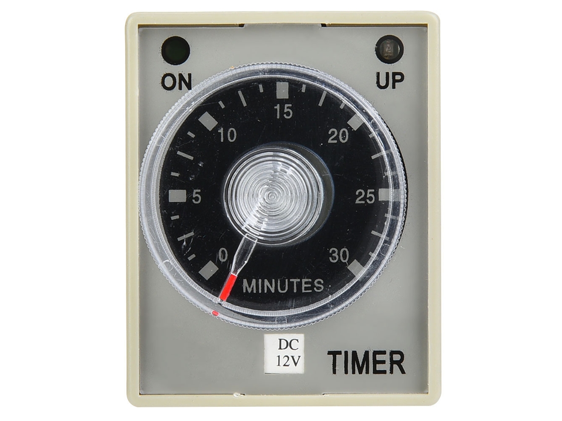 Relé de Tempo Elétrico, 8 Pines, Retardo de Liberação, 35mm Din Rail, 30min, DC12v