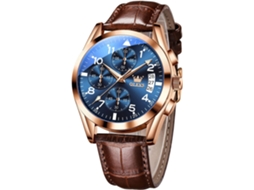 Lurelia Relógio Cronógrafo Masculino, Data/calendário, Luminoso, Couro, Abs, Resistente À Água 30m, Dourado