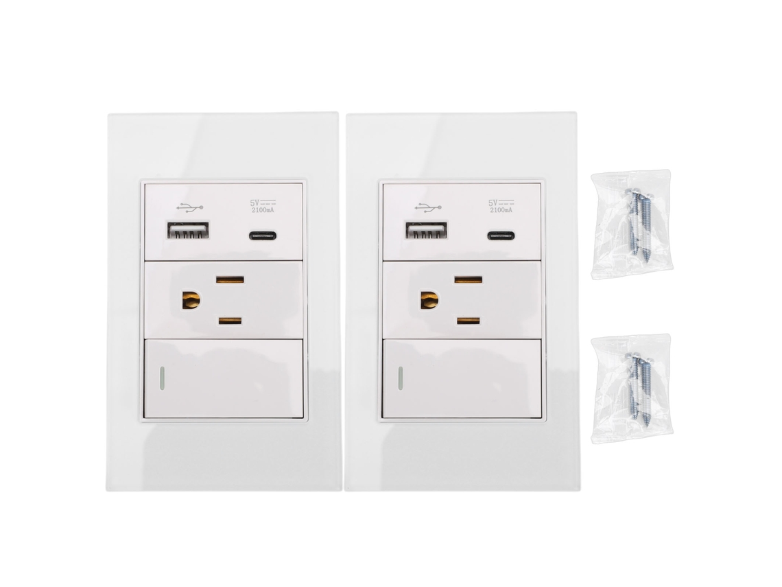 Laxiscreed Tomada Americana Tipo 118 Com Interruptor, Carregador Usb 2,1a E 15a, Compatível Com Padrão Americano