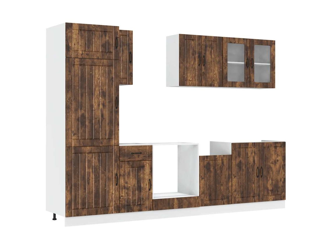 Conjunto de 8 Armários de Cozinha em Carvalho Fumado MAISON EXCLUSIVE