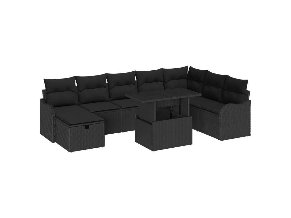 Conjunto 9 Sofá Modular Vidaxl Preto Vime Pe (100 X 55 X 73 Cm)