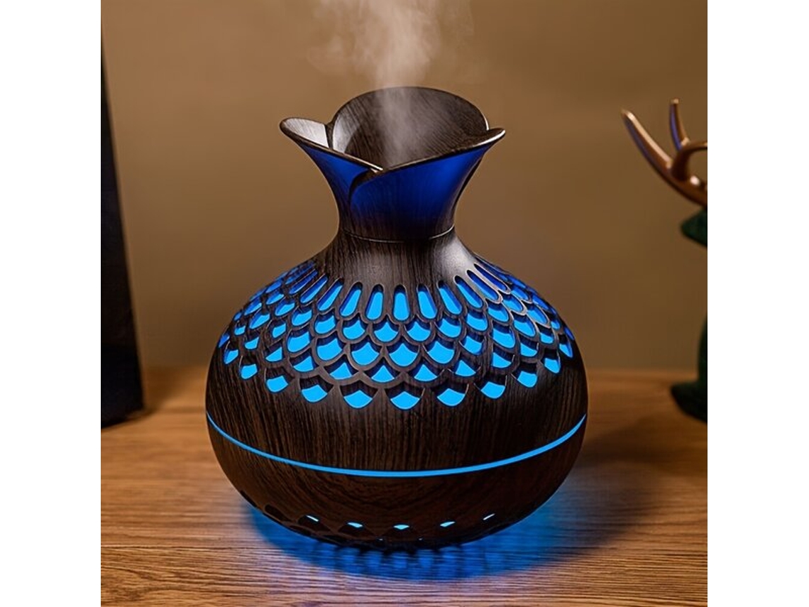 Lâmpada De Aroma E Umidificador Com Textura De Madeira Elegantevayotoy