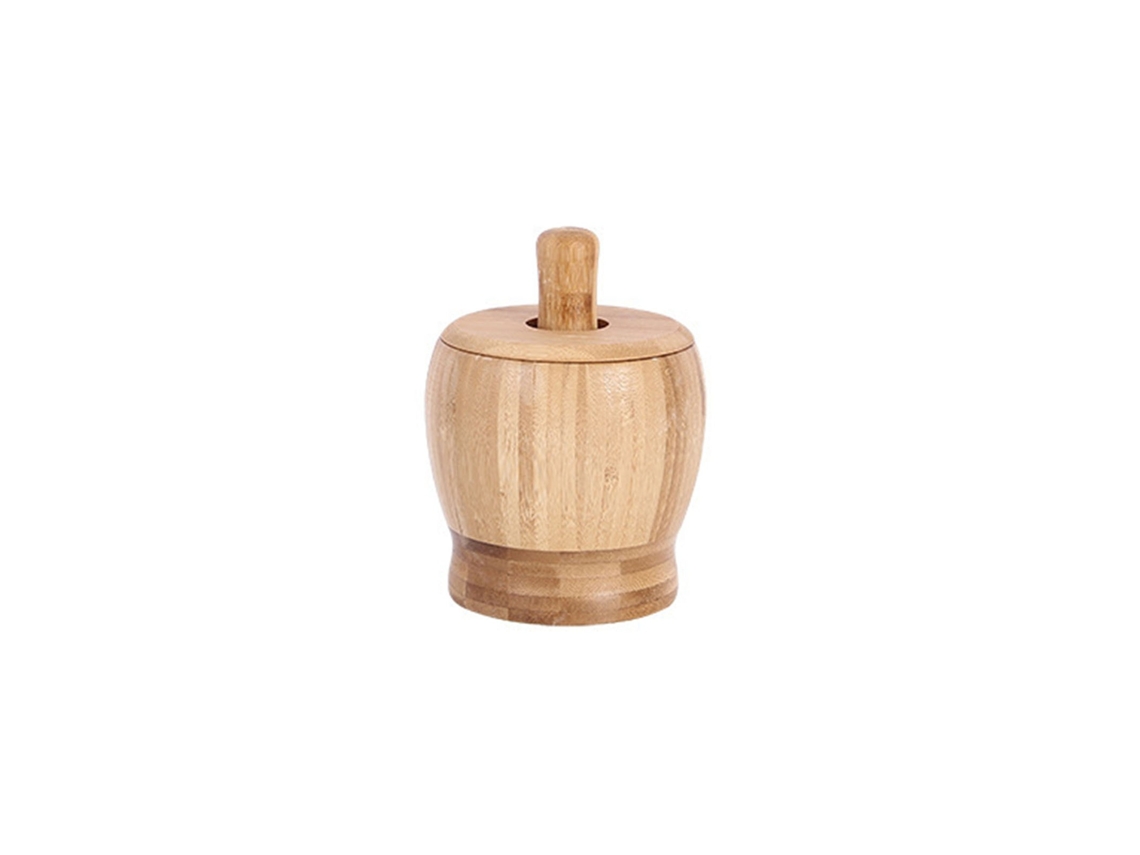 Grande Bambu Alho Mortar E Pestle, Alimentos Esmagador Com Tampa, Utensílio De Cozinha