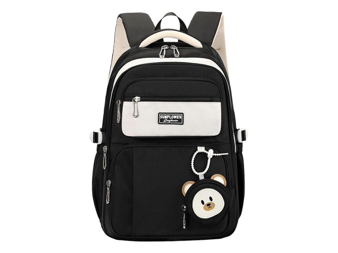 Mochila Elegante Para Estudantes Com Alças De Ombro Ajustáveis, Mochila Grande Para Livros E Atividades Ao Ar Livre, Preta.