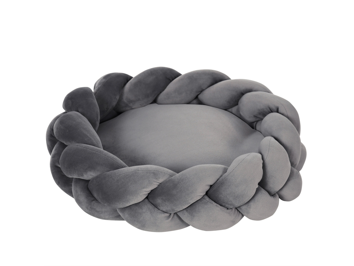 Cama Pequenos Lavável De Estimação Redonda Com Almofada Independente 55x55x14 Cm Cinza