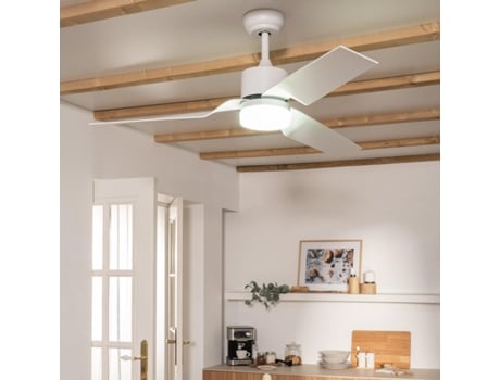 Teto Ventoinha Minimal White Silent 132cm Motor DC, Lâminas Brancas, Com Luz, Controle Remoto, Wi-Fi True Techbrey