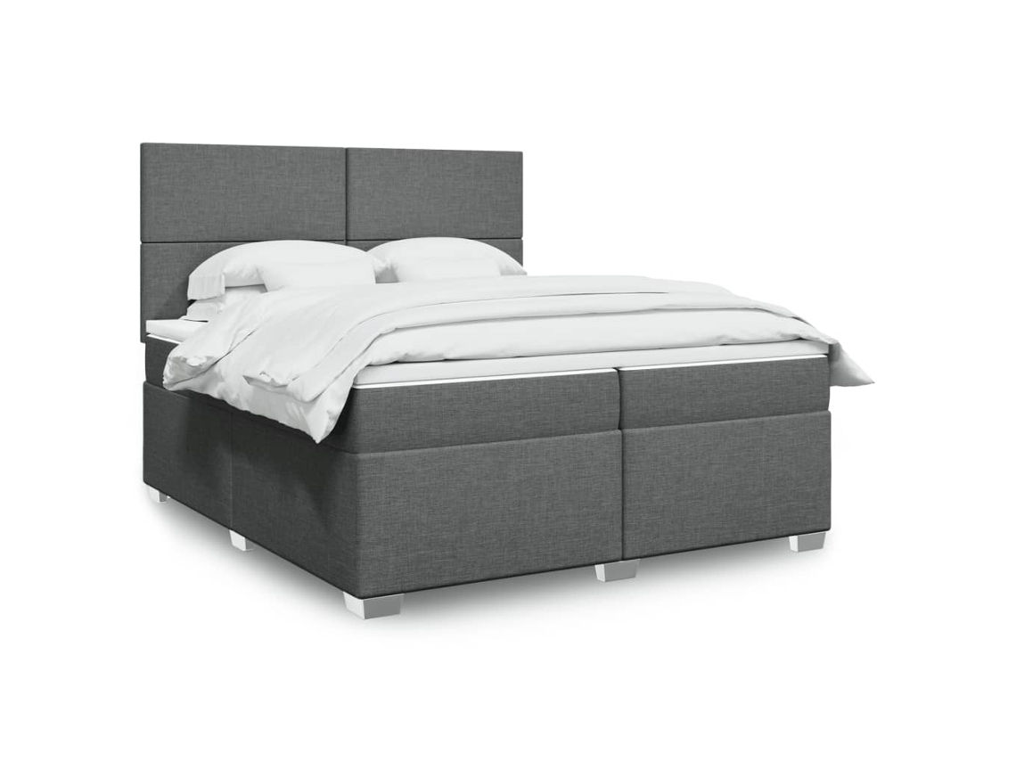 Vidaxl Cama Com Molas/colchão 200x200 Cm Tecido Cinzento-escuro