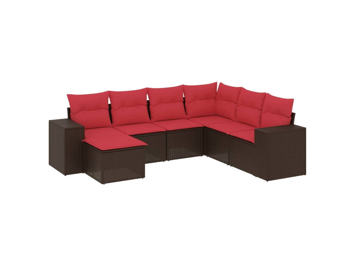 Conjunto de Sofá de Jardim, 7 Peças, Almofadas, Rattan Preto MAISON EXCLUSIVE