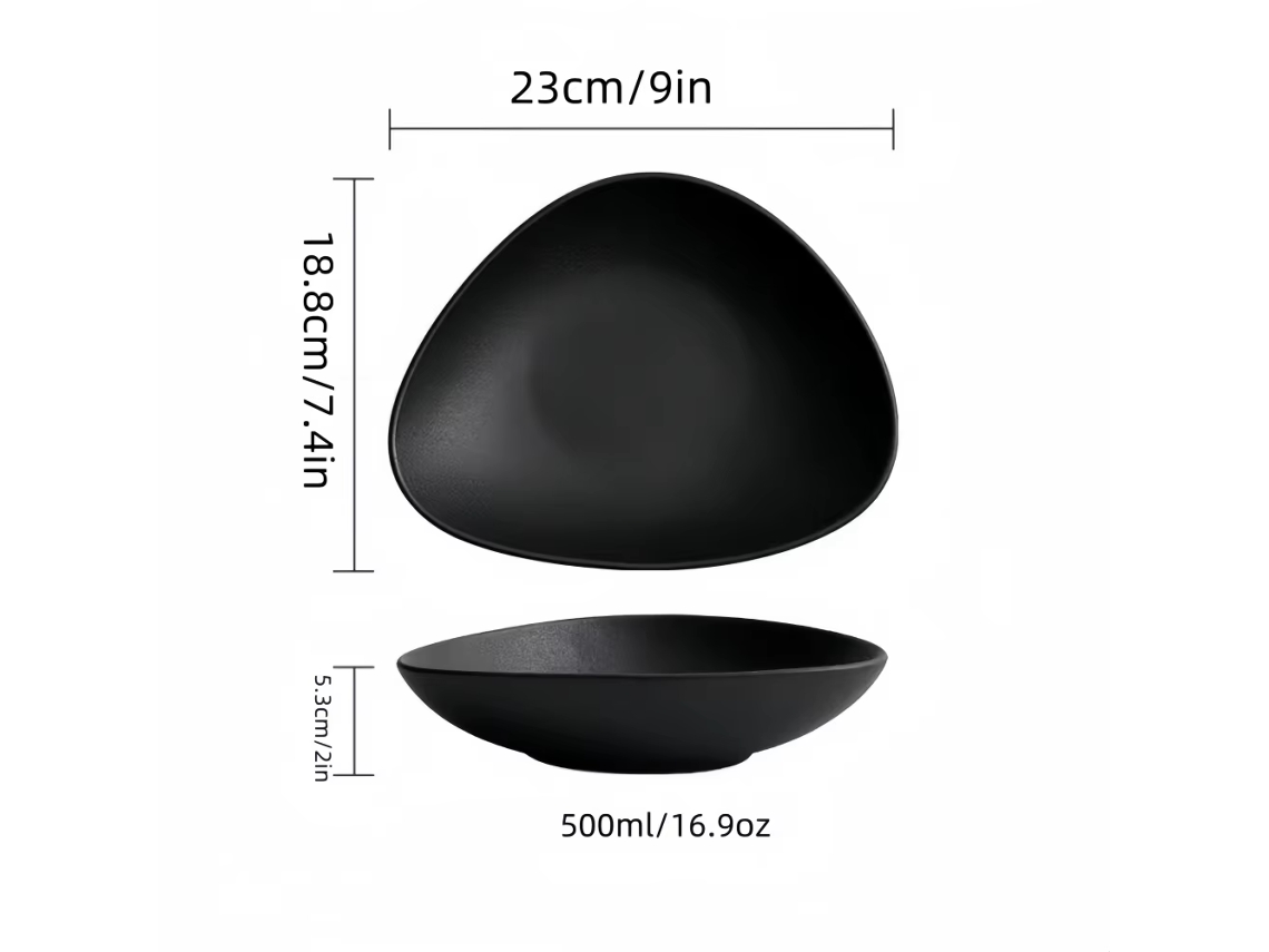 (preto) Copo Triangular Criativo De Cerâmica Japonesa Para Salada, Próprio Para Micro-ondas, Ideal Para Restaurantes.