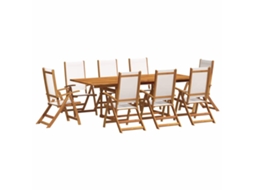 Maison Exclusive - 9 Pcs Conjunto De Jantar Para Jardim Acácia Maciça E Textilene