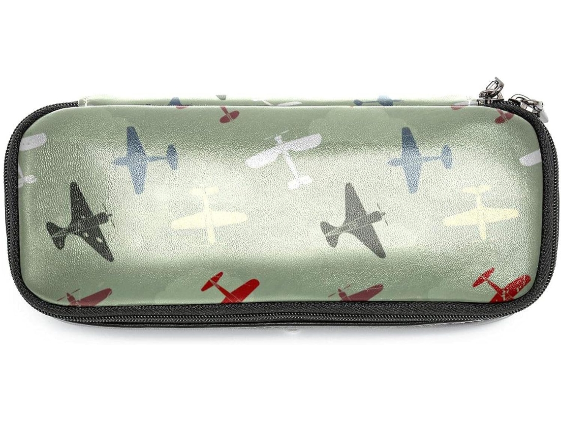 Estojo retrô em formato Avião, grande capacidade, organizador de maquiagem, ideal para escola e mesa.
