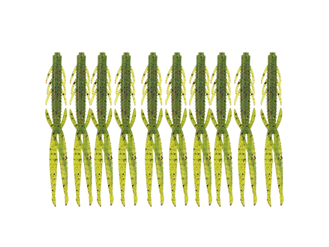 Soft Lure (uv Fish Attracting, Salted Shrimp Flavor) Freshwater Trout Bass Soft Worm Bait Green Translucent Fine Scale Shrimp 10-pack