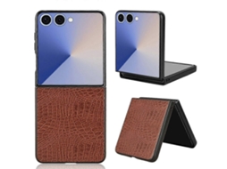 Capa De Celular Rígida Com Revestimento Em Couro De Crocodilo Compatível Com Samsung Galaxy Z Flip7 5g